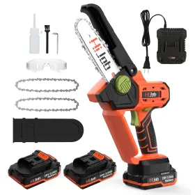 Y-hij-c-0321 Hijob New 6 Inch Cordless Mini Chainsaw 20v Battery 2 Chains Handheld Wood Cutter