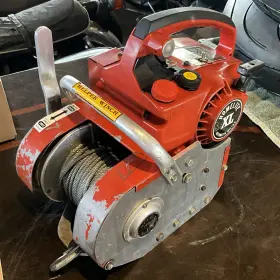 10685 Homelite Vintage Helper Chainsaw Winch Runs Needs Carb Work Used