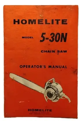 5-30n Homelite Vintage Model Chainsaw Operators Manual Circa 1957 Original