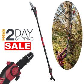 Hyper Tough 241q3tywsutedky 9.5 Ft Battery Powered Cordless Long Extension Pole Saw Blade For Tree Trimming