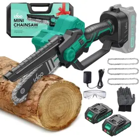 I-d-121-gn Idoo 6 Inch Cordless Handheld Mini Electric Chainsaw For Wood Cutting