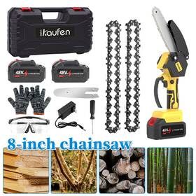 Ikaufen 980595430225 8ftft Mini Handheld Electric Chainsaw Cordless Chain Saw Wood Cutter With 2battery
