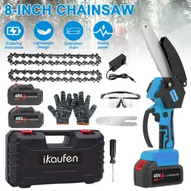 Ikaufen 980595627373 8inch Cordless Chainsaw Brushless Electric Handheld Chain Saw With Battery Charge