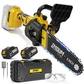 Imoumlive 850066762097 8 Inch Mini Chainsaw Cordless With 2x3.0ah Large Batteries Brushless Electric