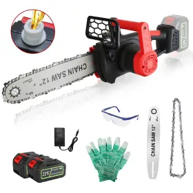 Imountek 730056001224 12 Inch Electric Cordless Chainsaw With 2pcs 21v 3.0ah Battery And Charger Brushless