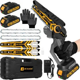 Jexugk 768553576259 6 Inch Mini Chainsaw Cordless 2 X 2.0ah Battery Brushless Electric Chain Saw Tool