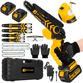 Jexugk 768553579236 Brushless Mini Chainsaw 8 Inch And 6 Hand Held Cordless Chain Saw With 2 X 4.0ah