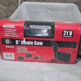 Kentucky Industrial Tools 80151 21v Cordless 6 Inch Chainsaw 2 Batteries Charger Case