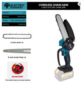 Lisi Dmh004 1700rpm 6 Inch Mini Li-ion Electric Chainsaw One Hand Portable Saw Fit