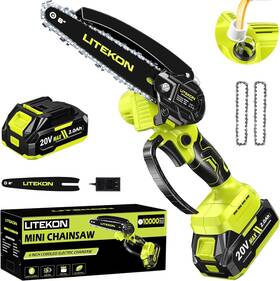 Litekon 720141065071 Mini Chainsaw Cordless With 2000mah Battery And Quick Charger 2 Chains - 2025 Be