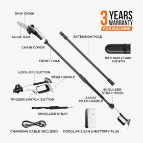 Litheli 680358300566 U20ps00-0a110-new U20 Pole Saw Electric Cordless Trimmer 8 Inch Blade