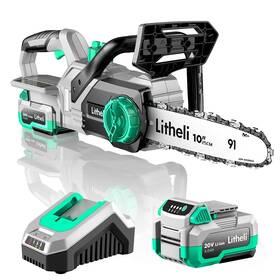 Litheli 740907588101 Chainsaw 10-inch Portable Electric Cordless Battery Operated Cha Inch