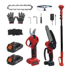 Lofinku 14mshy-red-a 3-in-1 Electric Pruner Kit For Tree Trimming And Garden Work Cordless Chainsaw