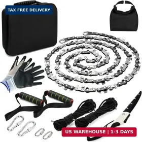 Loggers Art Gens 724156206924 Hand Rope Chain Saw - 48 Inch Pocket Chainsaw Directly Connected To 66 Ft Ropes F