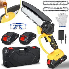 Lycxbfjia 313031132139 Mini Chainsaw 6 Inch 21v Cordless Portable Handheld Saw With 2 Batteries And Chains