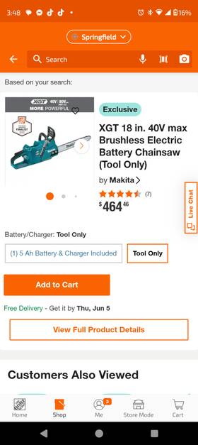 Makita Gcu05z 40v Max Xgt Brushless Cordless 16 Chain Saw - Bare Tool