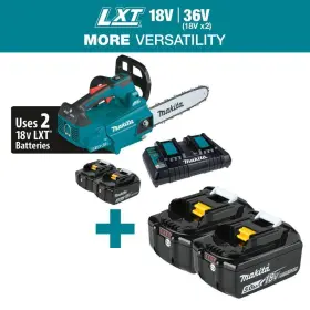 Xcu08pt-bl18502 Makita Chainsaw Kit 14 Inch 18v X2 36v Lxt Cordless With 4 5ah Batteries Charger
