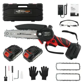 7yar01 Maxpeedingrods 21v Cordless For Mini Chainsaw Wood Cutting Pruning Tool 2 Battery 3 Chains