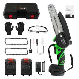 Maxpeedingrods Ian1vu 21v For Cordless Mini Chainsaw Oil Filling System 2 Batteries Wood Cutting Saw