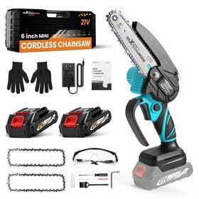 Maxpeedingrods Ktm8id 21v For Mini Chainsaw Cordless 2 Batteries 3 Chains Wood Cutter Garden
