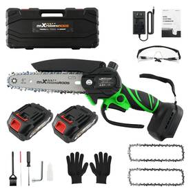 Maxpeedingrods O3zkn8 Battery Powered For Mini Chainsaw 21v Cordless Safety Lock 3 Chains Pruning Tool