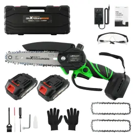 Vfiip4 Maxpeedingrods Cordless For Mini Chainsaw 21v Battery Powered 2 Batteries 3 Chains Pruning Tool