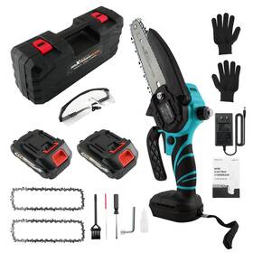 Maxpeedingrods Vzek7e 21v For Mini Chainsaw Cordless 3 Chain 2 Battery Garden Wood Cutting Pruning Kit