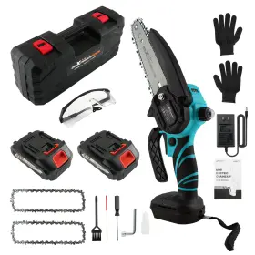 Vzek7e Maxpeedingrods 21v For Mini Chainsaw Cordless 3 Chain 2 Battery Garden Wood Cutting Pruning Kit