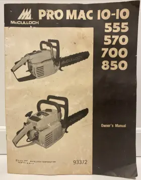 93372 Mcculloch Vtg 1977 Chainsaw Pro Mac 10-10 555 570 700 850 Owners Manual