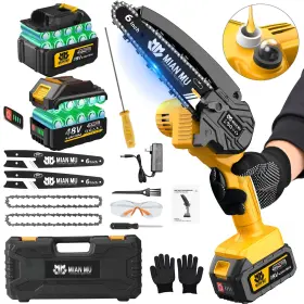 Mian Mu 198715780994 Mini Chainsaw Cordless 6 Inch With 10 Cell Large Battery And Sawfile Powerful