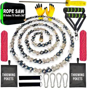 Mian Mu 445046876821 55 Inch High Limb Rope Saw With Dual Sided 70 Teeth 360 Chain Manual Hand