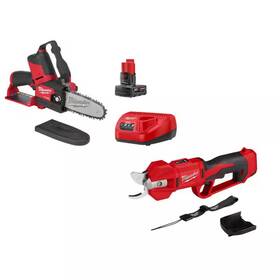 Milwaukee 445028851839 M12 12v Cordless Brushless Pruner Shears With Pruning Saw Hatchet 4.0 Ah Ba