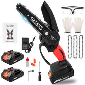Minxxue 768481761383 Mini Chainsaw 6-inch Brushless Cordless 2pcs 24v Rechargeable