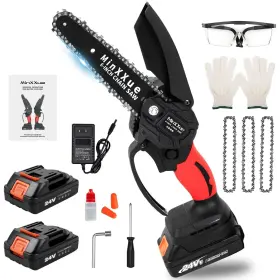 Minxxue 768481761383 Mini Chainsaw 6-inch Brushless Cordless 2pcs 24v Rechargeable