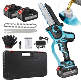 Mollan 711181208245 Mini Chainsaw Cordless 8 Inch 2 3000mah Battery Portable Handheld Electric Chai