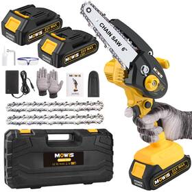 Mowis Hd8630 New 6 Inch Mini Cordless Chainsaw 21v Battery 2 Chains Wood And Tree Cutting