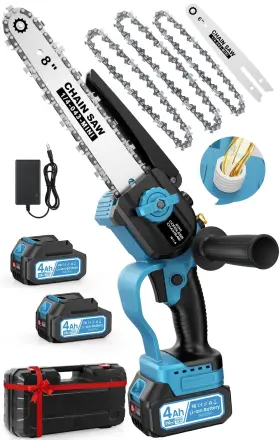 Ps01-bl Muatctarom Mini Chainsaw Cordless 8 Inch And 6 Electric Chain Saw With 2 4000mah Bat
