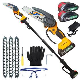 Myesgale 744554621921 2-in-1 Cordless Pole Saw And Mini Chainsaw 21v 2.0ah Battery Powered Chain Saw