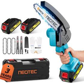 Neotec 762501961760 Mini Chainsaw 6 In Cordless Handheld Tree Trimming Wood Cutting Kit 4000mah