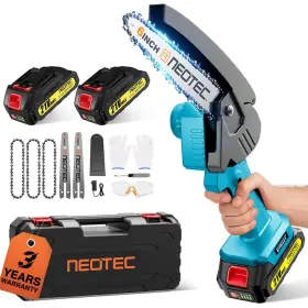 Neotec 762501961760 Mini Chainsaw 6 In Cordless Handheld Tree Trimming Wood Cutting Kit 4000mah