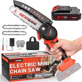 New Huing Pcs0005 Mini Chainsaw Cordless 6-inch Battery Powered 6in-1 Red