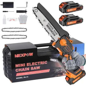 Nexpow 445012158197 8 Inch Mini Chainsaw 24v Cordless 2 Batteries Handheld Wood Cutter