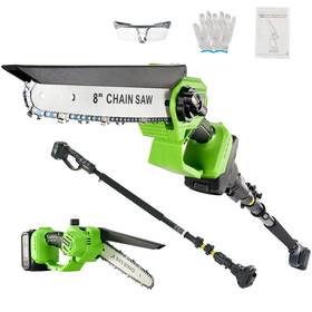 Novorikx Pole5-14 2-in-1 Cordless Pole Saw And Mini Chainsaw 20v 3.0ah 8-inch 15ft Reach Electric