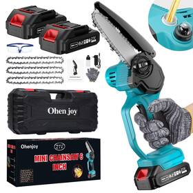 Ohenjoy 721691711616 Mini Chain Saw Chainsaw 6 Inch Cordless With 2 Battery 2024 Upgrade H