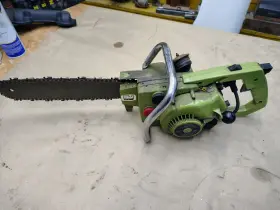 65465 Orline Chainsaw Rare Collectible Mustang Model 129 Green Great Condition