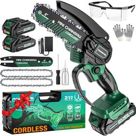 Paowafol 754479870250 Mini Chainsaw 6 Inch Cordless Super Handheld With 2x Big Batteries