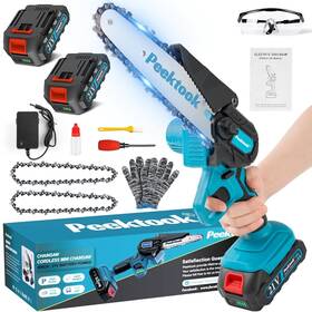 Peektook-direct 800689638514 Mini Chainsaw Cordless Electric Battery With 2 2.0amh And Chains