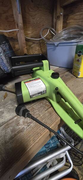 Portland 64988 14 Inch Corded Electric Chainsaw Green Black 120v With Scabbard Model