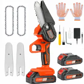 Potenco 707987648272 Mini Chainsaw Small Handheld Chainsaws Cordless Battery Powered Chain