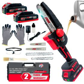 Promaker 659859301501 Brushless Mini Chainsaw 8-inch And 6-inch 7 Amp 30 Ft/s Chain Speed Co